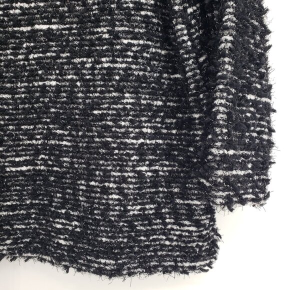 Chico's Metallic Textured Boucle Knit Sweater M Relaxed Boxy Fit  Black White - Picture 5 of 7